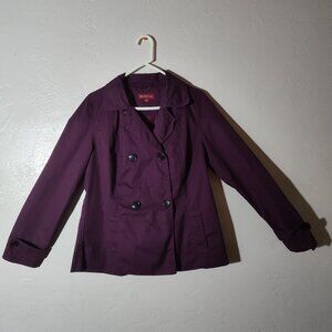 Merona button up jacket, burgundy, women's size large